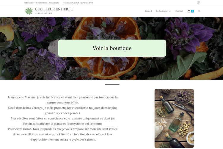 Site web cueilleur en herbe